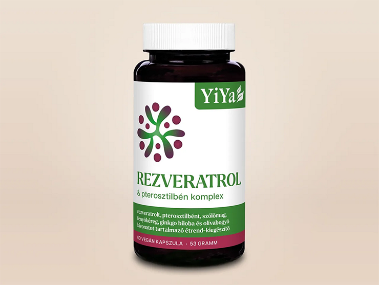 YiYa Rezveratrol + Pterosztilbén flavonoid komplex - az egészséges érrendszerért, az optimális vérkeringésért és sejtvédő hatásokért! 60 kps Antioxidáns flavonoidokkal a vérkeringés fokozásáért, a természetes kollagénszintézisért, az érfal és a bőr állapotának védelméért.